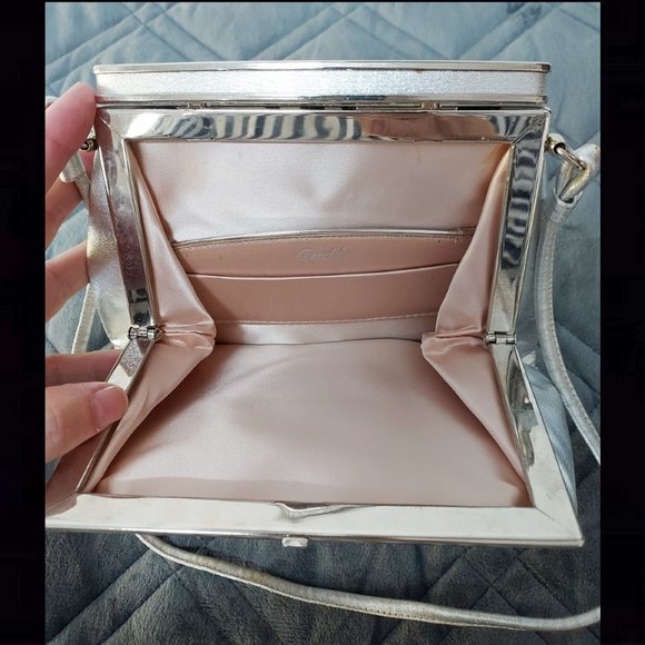 Vintage 60s MCM Ande Small Clutch in Silver Lame, Excellent Condition - Picture 3 of 5